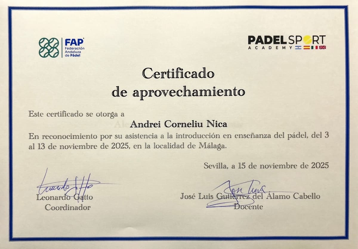 Certificat FAP - Andrei Nica